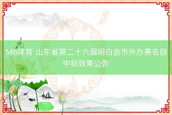 M6体育 山东省第二十六届明白会市外办赛名目中标效果公告