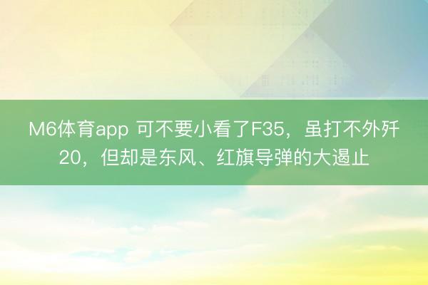 M6体育app 可不要小看了F35，虽打不外歼20，但却是东风、红旗导弹的大遏止