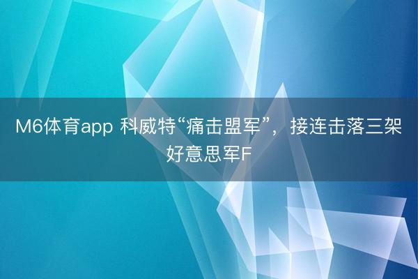 M6体育app 科威特“痛击盟军”,接连击落三架好意思军F