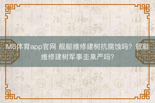 M6体育app官网 舰艇维修建树抗腐蚀吗？舰艇维修建树军事圭臬严吗？