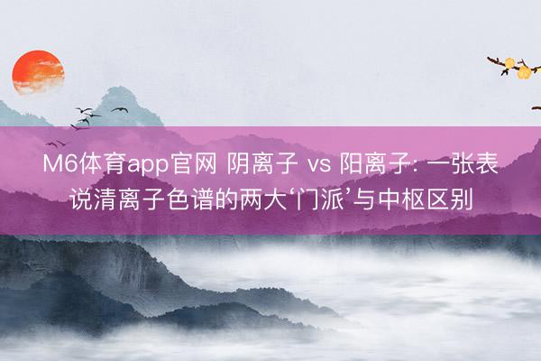 M6体育app官网 阴离子 vs 阳离子: 一张表说清离子色谱的两大‘门派’与中枢区别