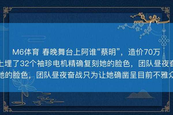 M6体育 春晚舞台上阿谁“蔡明”，造价70万不是替身而是礼物，脸上埋了32个袖珍电机精确复刻她的脸色，团队昼夜奋战只为让她确凿呈目前不雅众目下