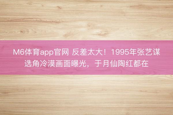 M6体育app官网 反差太大！1995年张艺谋选角冷漠画面曝光，于月仙陶红都在