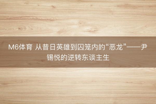 M6体育 从昔日英雄到囚笼内的“恶龙”——尹锡悦的逆转东谈主生