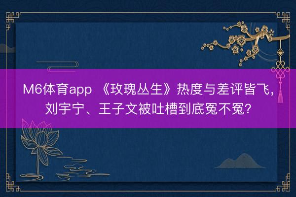 M6体育app 《玫瑰丛生》热度与差评皆飞，刘宇宁、王子文被吐槽到底冤不冤？