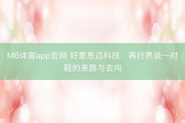 M6体育app官网 好意思迈科技：再行界说一对鞋的来路与去向