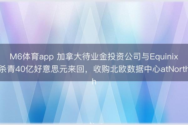 M6体育app 加拿大待业金投资公司与Equinix杀青40亿好意思元来回，收购北欧数据中心atNorth
