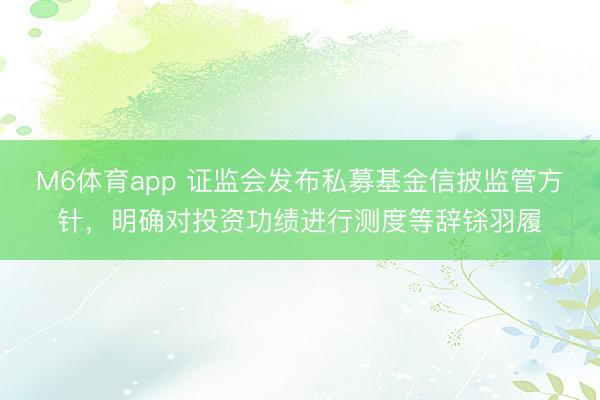M6体育app 证监会发布私募基金信披监管方针，明确对投资功绩进行测度等辞铩羽履