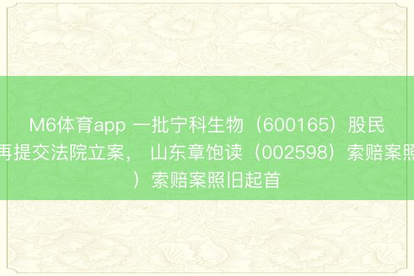 M6体育app 一批宁科生物（600165）股民索赔案再提交法院立案， 山东章饱读（002598）索赔案照旧起首