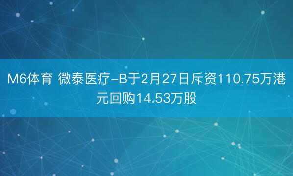 M6体育 微泰医疗-B于2月27日斥资110.75万港元回购14.53万股