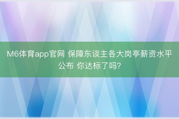 M6体育app官网 保障东谈主各大岗亭薪资水平公布 你达标了吗？