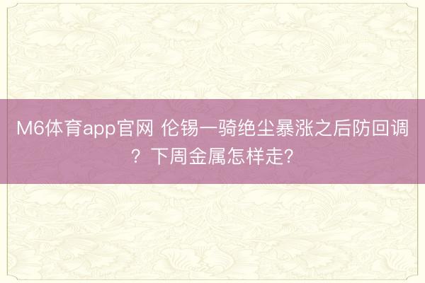M6体育app官网 伦锡一骑绝尘暴涨之后防回调？下周金属怎样走？