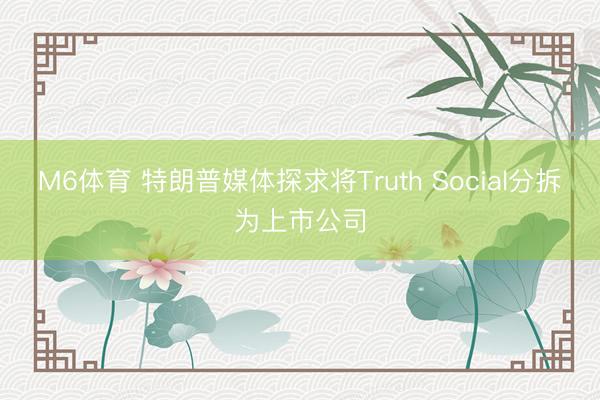 M6体育 特朗普媒体探求将Truth Social分拆为上市公司