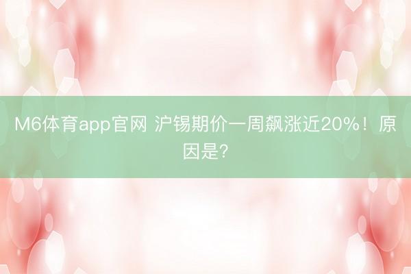 M6体育app官网 沪锡期价一周飙涨近20%！原因是？