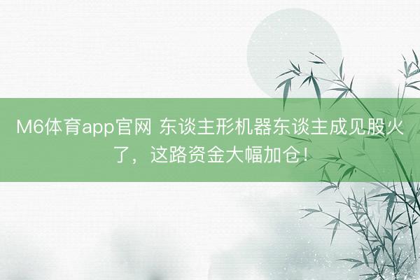 M6体育app官网 东谈主形机器东谈主成见股火了，这路资金大幅加仓！