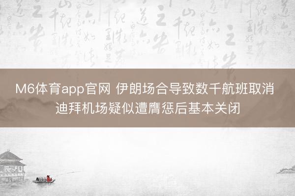 M6体育app官网 伊朗场合导致数千航班取消 迪拜机场疑似遭膺惩后基本关闭
