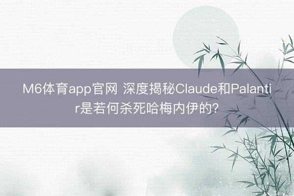 M6体育app官网 深度揭秘Claude和Palantir是若何杀死哈梅内伊的？