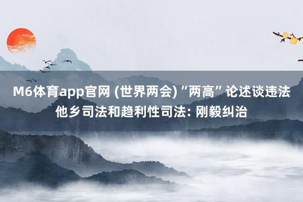 M6体育app官网 (世界两会)“两高”论述谈违法他乡司法和趋利性司法: 刚毅纠治