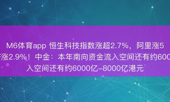 M6体育app 恒生科技指数涨超2.7%，阿里涨5%，香港科技ETF涨2.9%！中金：本年南向资金流入空间还有约6000亿-8000亿港元