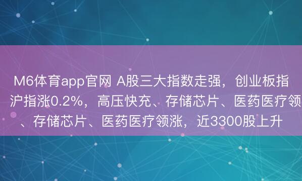 M6体育app官网 A股三大指数走强,创业板指涨幅扩大至1.04%,沪指涨0.2%,高压快充、存储芯片、医药医疗领涨,近3300股上升