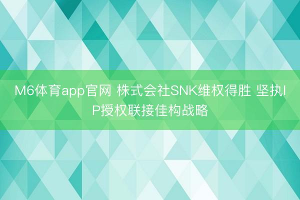 M6体育app官网 株式会社SNK维权得胜 坚执IP授权联接佳构战略