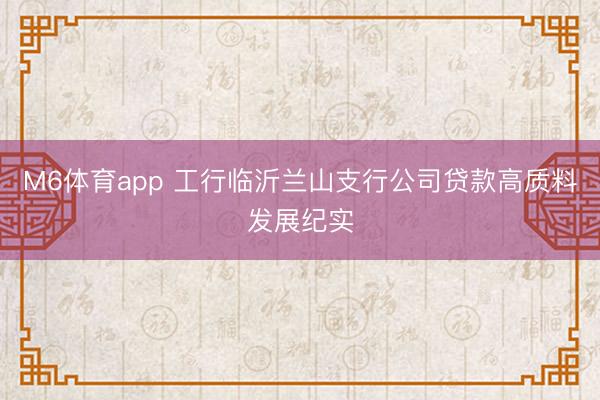 M6体育app 工行临沂兰山支行公司贷款高质料发展纪实
