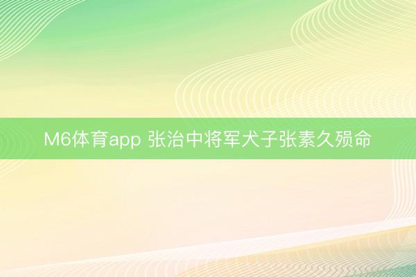 M6体育app 张治中将军犬子张素久殒命