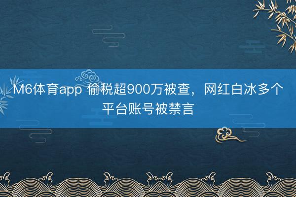M6体育app 偷税超900万被查，网红白冰多个平台账号被禁言