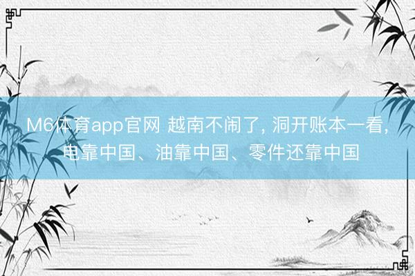 M6体育app官网 越南不闹了， 洞开账本一看， 电靠中国、油靠中国、零件还靠中国