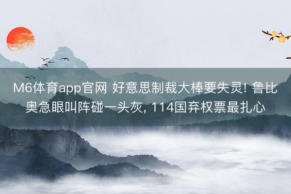 M6体育app官网 好意思制裁大棒要失灵! 鲁比奥急眼叫阵碰一头灰， 114国弃权票最扎心