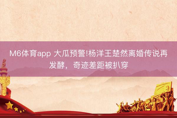 M6体育app 大瓜预警!杨洋王楚然离婚传说再发酵，奇迹差距被扒穿