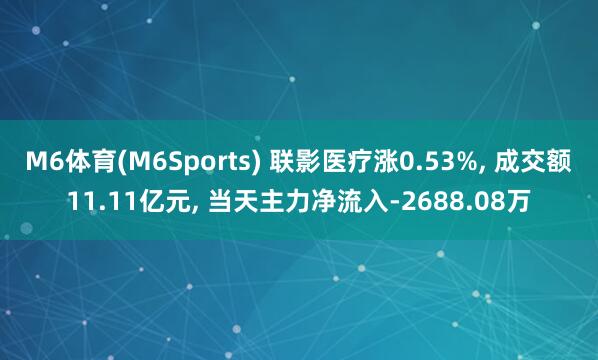 M6体育(M6Sports) 联影医疗涨0.53%， 成交额11.11亿元， 当天主力净流入-2688.08万