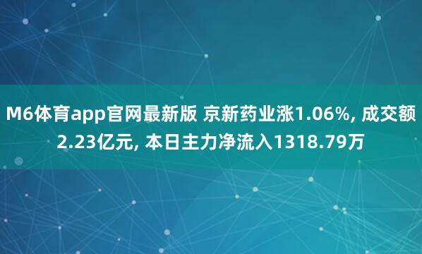 M6体育app官网最新版 京新药业涨1.06%， 成交额2.23亿元， 本日主力净流入1318.79万