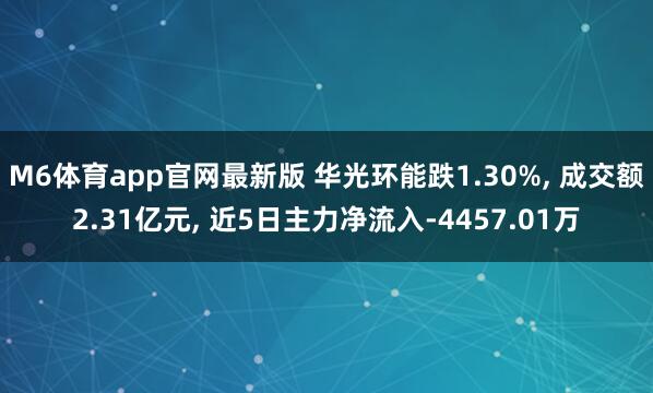M6体育app官网最新版 华光环能跌1.30%， 成交额2.31亿元， 近5日主力净流入-4457.01万