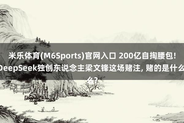 米乐体育(M6Sports)官网入口 200亿自掏腰包! DeepSeek独创东说念主梁文锋这场赌注， 赌的是什么?