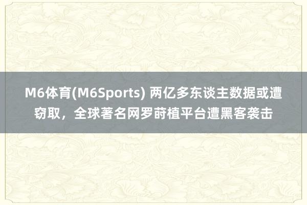 M6体育(M6Sports) 两亿多东谈主数据或遭窃取，全球著名网罗莳植平台遭黑客袭击