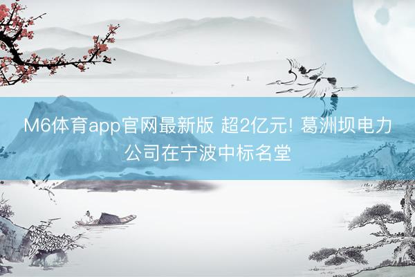 M6体育app官网最新版 超2亿元! 葛洲坝电力公司在宁波中标名堂