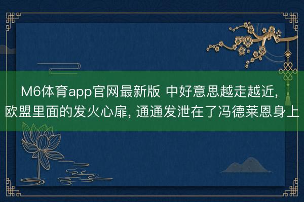 M6体育app官网最新版 中好意思越走越近， 欧盟里面的发火心扉， 通通发泄在了冯德莱恩身上