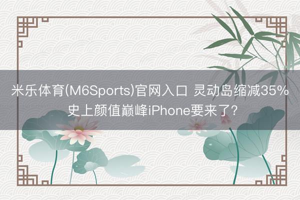 米乐体育(M6Sports)官网入口 灵动岛缩减35% 史上颜值巅峰iPhone要来了？