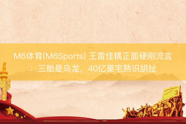 M6体育(M6Sports) 王雷佳耦正面硬刚流言：三胎是乌龙，40亿豪宅熟识胡扯