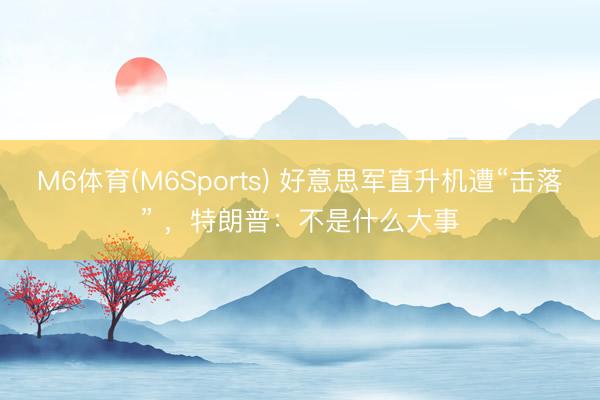 M6体育(M6Sports) 好意思军直升机遭“击落” ，特朗普：不是什么大事