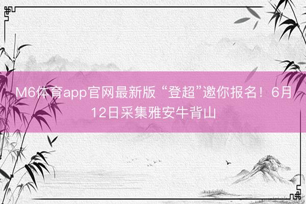 M6体育app官网最新版 “登超”邀你报名！6月12日采集雅安牛背山